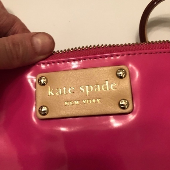 Kate spade pink patent leather wristlet clutch bag